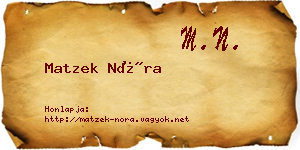 Matzek Nóra névjegykártya
